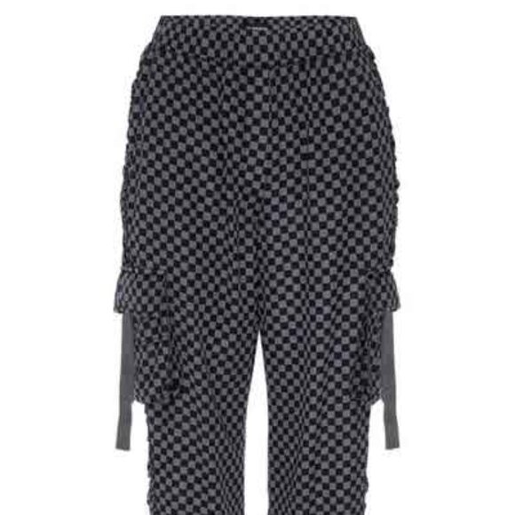 LE SUPERBE Women's Canteen Check Cargo Pants In Kickflip Checkers Charcoal Black - Picture 1 of 6